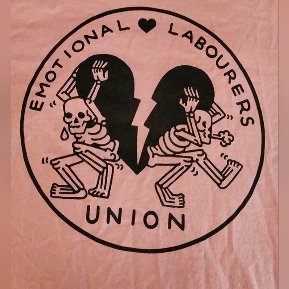 Threadless Emotional Labourers Design on Pink Unisex T-shirt - Picture 5 of 9